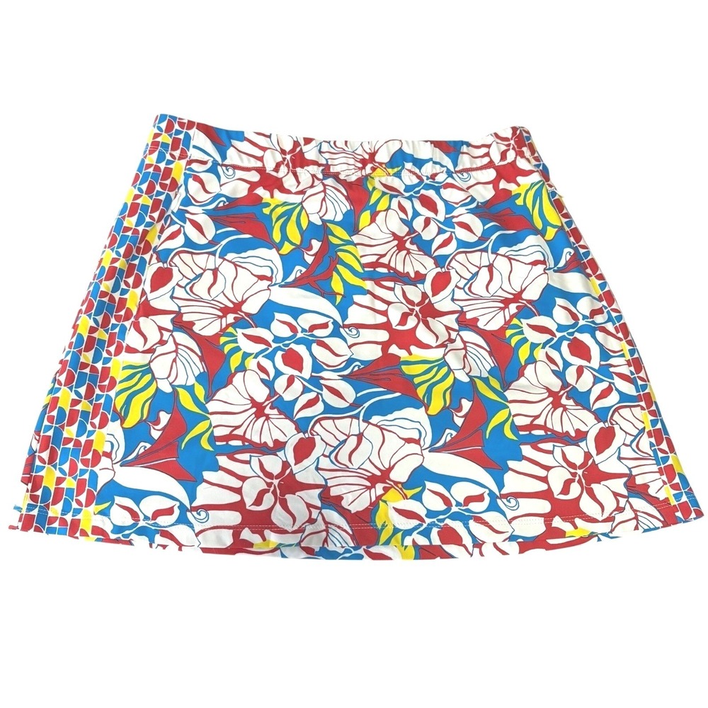 J.McLaughlin Catalina Cloth Floral Skort Womens Medium Blue Red Travel Active